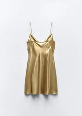 Gold Slip Mini Dress