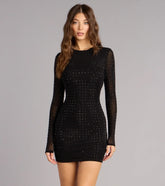 Sleek Impact Rhinestone Sheer Mesh Mini Dress