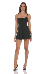 Florette Bust Skater Dress In Black