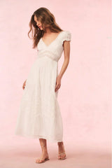 Suvi Cotton Midi Dress - White