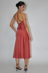 Linka Cami Strap Midi Dress Chocolate