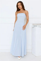 Spark Night Strapless Mesh Maxi Dress Blue