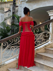 Lubela-Maxi-Skirt-Red