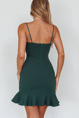 Emoji Bodycon Mini Dress Forest Green