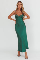 Inhibitions Lace Bust Midi Dress Forest Green