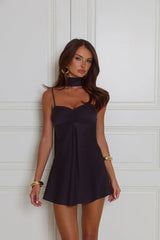 Diva Energy Satin Mini Dress Black