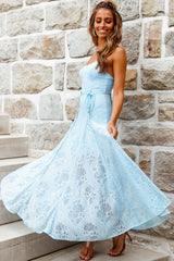 Palm Springs Lace Overlay Maxi Dress Blue