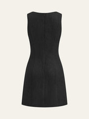 Tweed Sleeveless Button Mini Dress