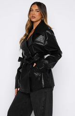 Victory Lap Pu Jacket Black