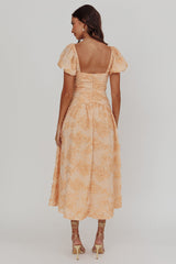 Telma Puff Sleeves Midi Dress Blush