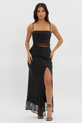 For The Moment Lace Trim Top Black