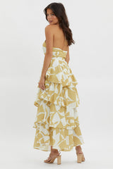 Catalina Tiered Ruffle Maxi Dress Print Yellow