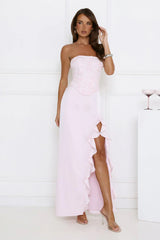 Vibes On Point Strapless Satin Maxi Dress Pink