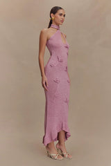 Celestino Floral Metallic Knit Maxi Dress - Pink