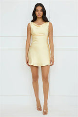 Lily Luxe Satin Mini Dress Yellow